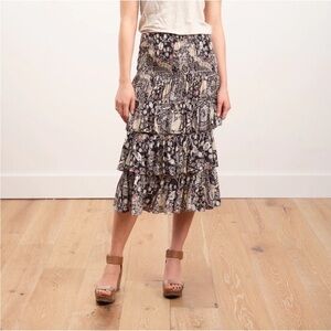 Etoile Isabel Marant | Cencia Floral Paisley Print Tiered Crepe Skirt